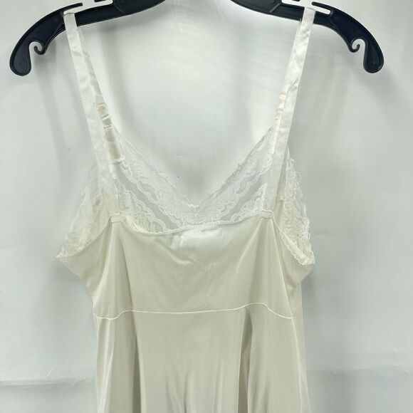 Vintage Womens Night Gown Sleepwear Sleeveless Lace V Neck Stretch Cream 36 - Picture 10 of 14